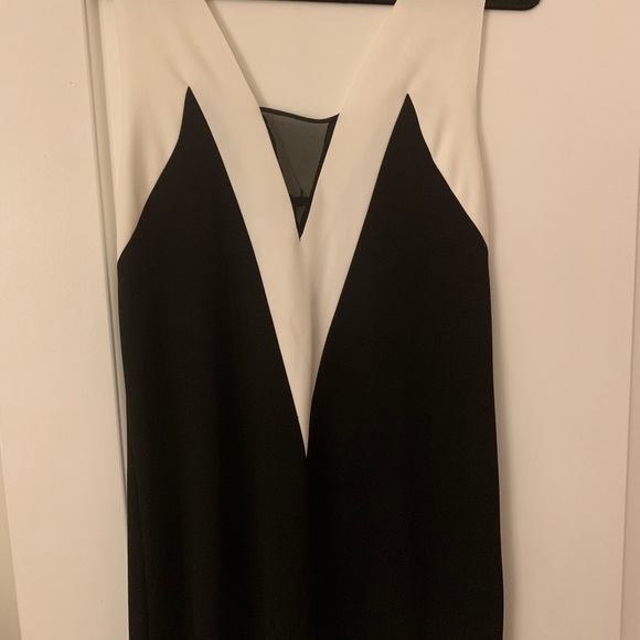 zara white dress with black line